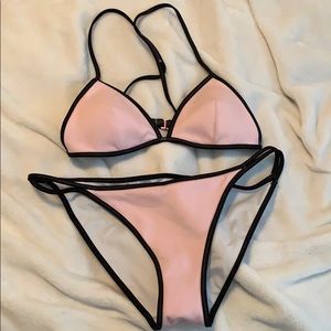 Pink swimsuit black lining